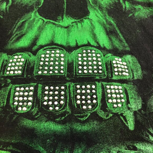 Big Tiger Shirt Mens XXL TALL Black Green Skull Money Y2K 90 Vintage Bling Rap - Picture 5 of 14